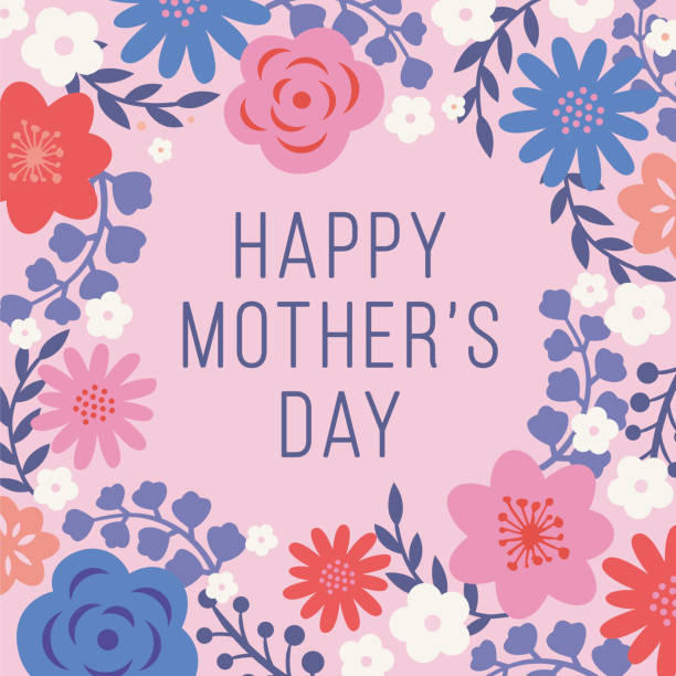 Mother’s Day Card with floral frame - Illustration