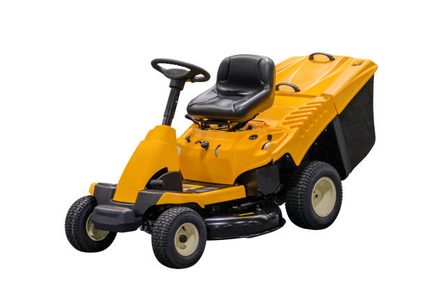 istock yellow motorized lawn mower isolated on white background 1140804132