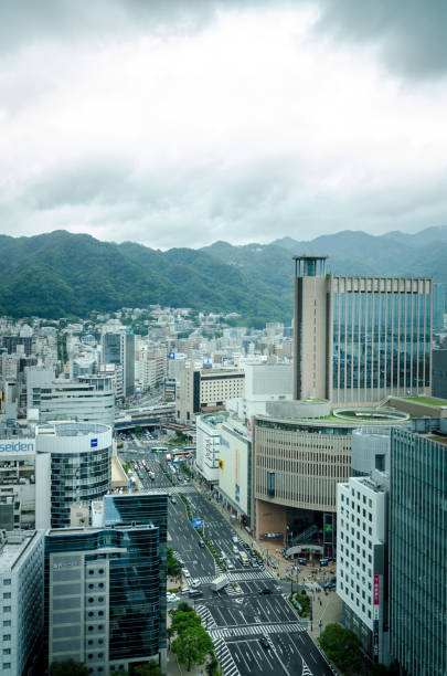 Kobe Japan Skyline Skyline of Japanese city of Kobe on September 15th, 2018. motomachi kobe stock pictures, royalty-free photos & images