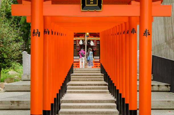 Kobe, Hyogo, JAPAN - September 14 2018: Ikuta-jinga shrine. Ikuta-jinja situated in Chuo ward of Kobe, founded by the Empress Jingu at the 3rd century to enshrine the kami Wakahirume