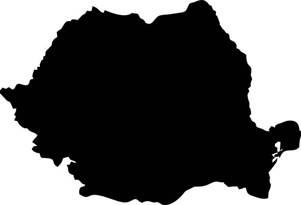 schwarze karte von rumänien - romania stock-grafiken, -clipart, -cartoons und -symbole