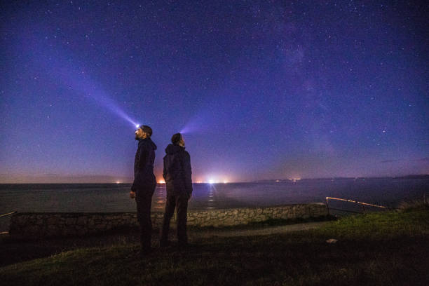 Evening landscape. Night sky.