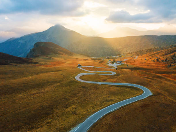 Scenic view of Dolomites Alps, Giau Pass at sunset