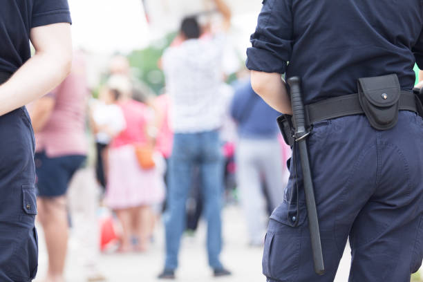 istock Police on duty during street protest 1140811591
