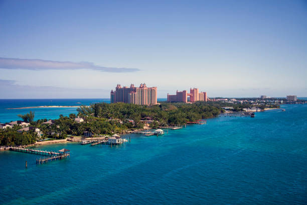 Panaramic Aerial View of Paradise Island in the Bahamas Panaramic Aerial View of Paradise Island in the Bahamas paradise island bahamas stock pictures, royalty-free photos & images