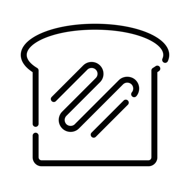 ホワイトブレッド、アウトラインブラックスタイル - 食パン点のイラスト素材／クリップアート素材／マンガ素材／アイコン素材