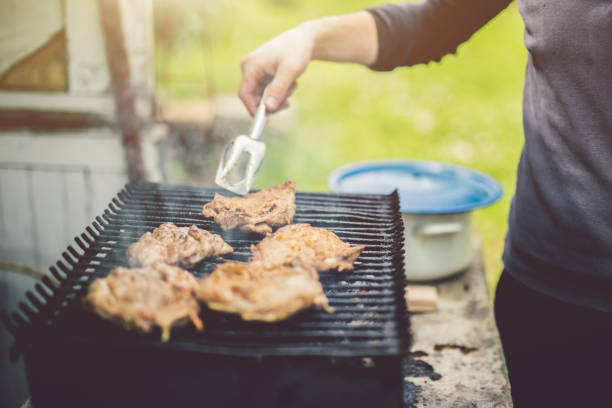 istock Barbecue grill with meat on it 1140817522