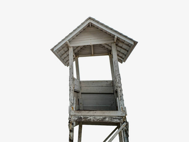 White wooden sea hut on isolated background