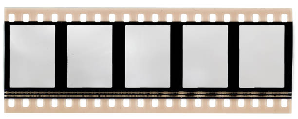 real scan of 35mm film or movie strip with empty frames or film cells real scan of 35mm film with sound waves on the side 35mm movie camera stock pictures, royalty-free photos & images