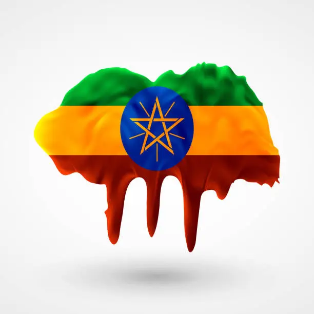 Vector illustration of vector isolated Flag of Ethiopia painted colors