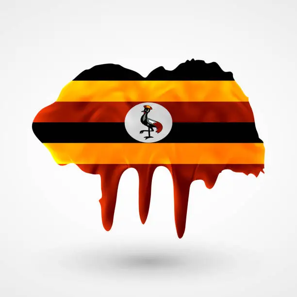 Vector illustration of vector isolated Flag of Uganda painted colors