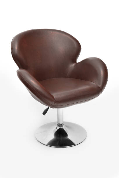 istock Office chair simple design. Modern brown leather chair for office, without arms support, isolated on white background 1140820433