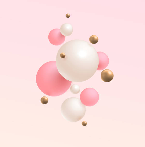 istock Gold, pink and white 3D balls. Vector illustration. Abstract modern design. eps 10 1140821970