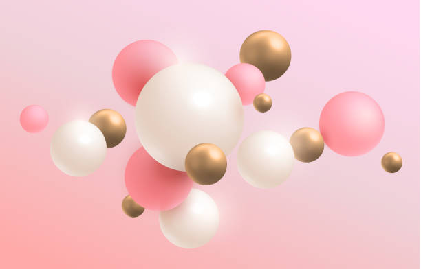 istock Gold, pink and white 3D balls. Vector illustration. Abstract modern design. eps 10 1140821991