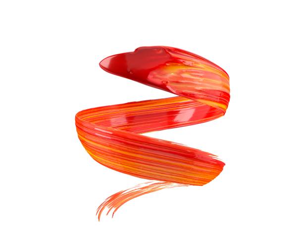 istock red and yellow mixed paint stroke flowing in air. 3d illustration 1140822078