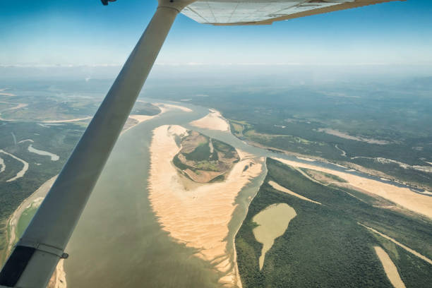 Aerial view of Orinoco River from aircraft. Aerial view of Orinoco River from aircraft. delta amacuro stock pictures, royalty-free photos & images