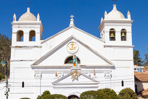 Sucre church facade view, Bolivia. Bolivian landmark