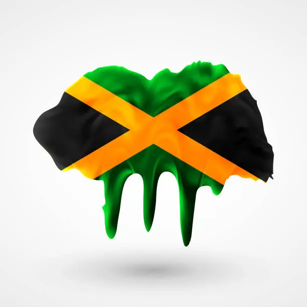 Vector illustration of vector isolated Flag of Jamaica painted colors