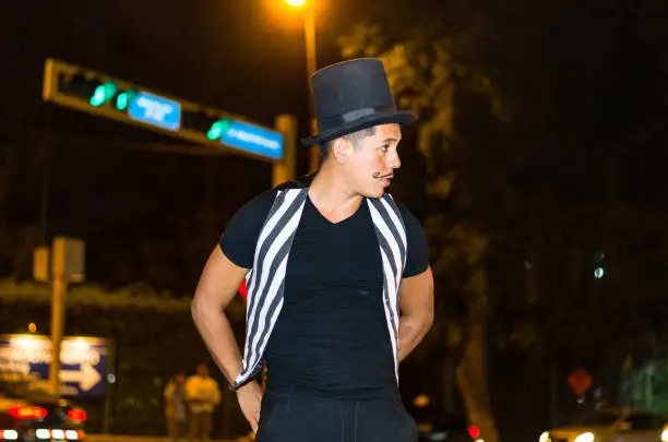 Photo of Street performer performing in the streets of Lima - Peru at night