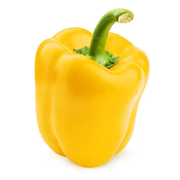 sweet yellow pepper, paprika, isolated on white background, clipping path, full depth of field