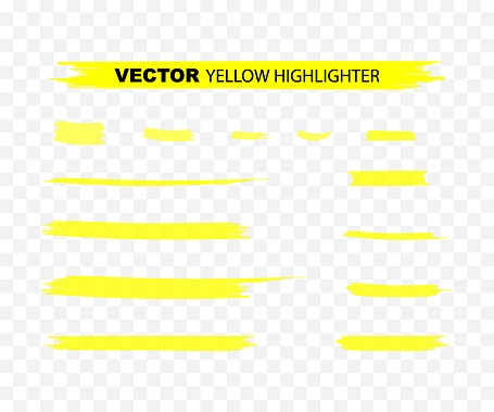 Yellow Highlighter Marker Strokes. Yellow watercolor hand drawn highlight set. Vector stock illustration.