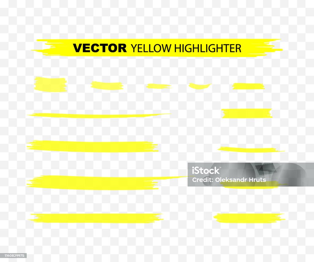 Yellow Highlighter Marker Strokes. Yellow watercolor hand drawn highlight set. Vector illustration. Yellow Highlighter Marker Strokes. Yellow watercolor hand drawn highlight set. Vector stock illustration. Highlighter stock vector