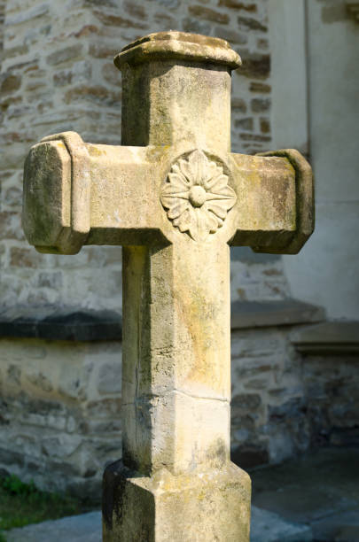 istock Stone cross at Putna Monastery, Romania 1140831548