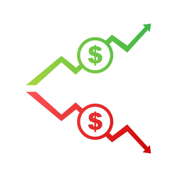 up and down dollar sign on white background. vector illustration. - pound symbol sign currency symbol symbol stock-grafiken, -clipart, -cartoons und -symbole