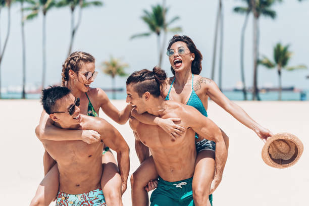 istock Happy young couples in the summer 1140838383