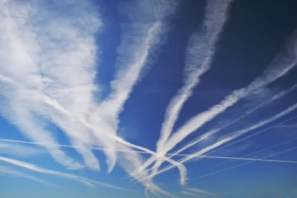 The chemtrail conspiracy theory is based on the erroneous belief that long-lasting condensation trails are "chemtrails" consisting of chemical or biological agents left in the sky by high-flying aircraft
