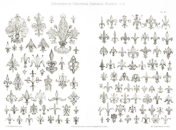 lilienblumen aus allen epochen und ländern. aus venezianischen ornamenten 1883 - editions stock-grafiken, -clipart, -cartoons und -symbole