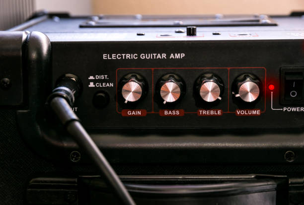 istock Guitar amplifier with dials and controls for volume, gain, bass, treble. 1140839970