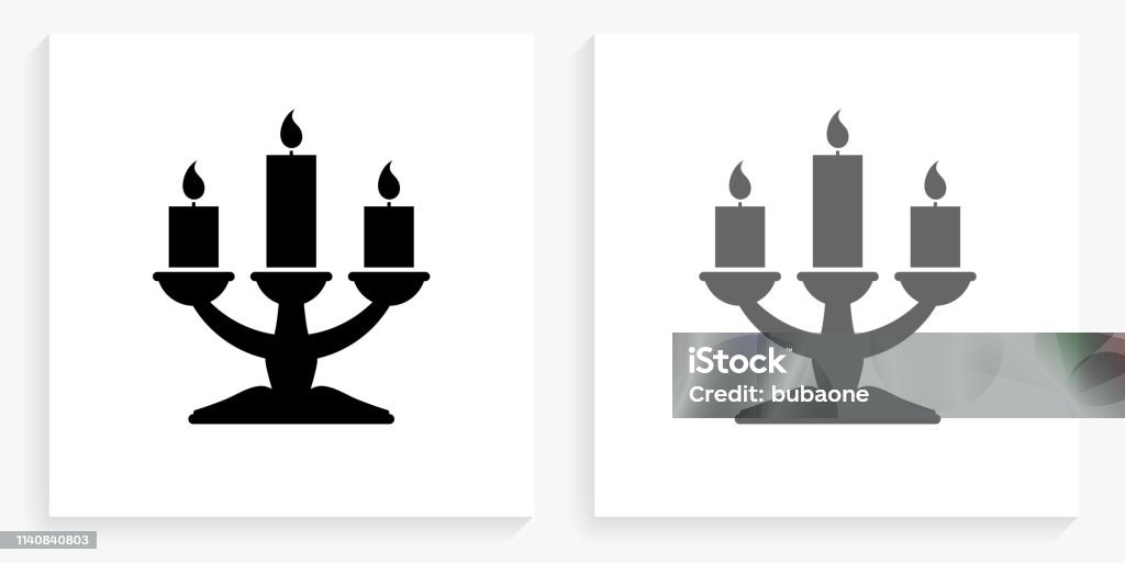 Candlestick Black and White Square Icon Candlestick Black and White Square Icon. This 100% royalty free vector illustration is featuring the square button with a drop shadow and the main icon is depicted in black and in grey for a roll-over effect. Black And White stock vector