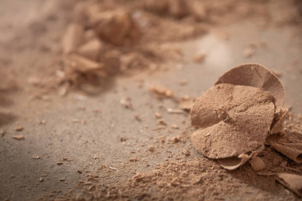 istock Wood sawdust closeup. Sawdust floor texture. Milling machine 1140841291