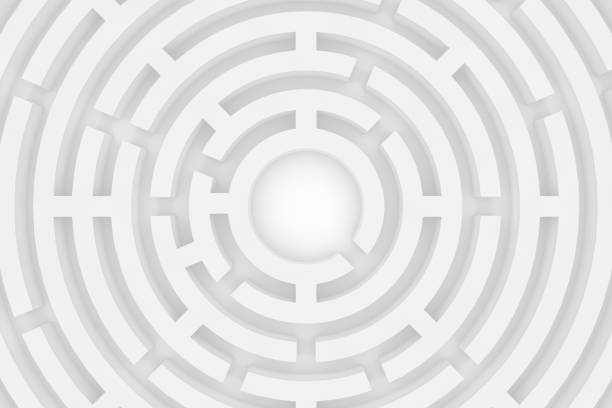 3D white circular maze, labyrinth background Occupation, Maze, Labyrinth, Footpath, Choices, Problems,Strategy maze road street confusion stock pictures, royalty-free photos & images