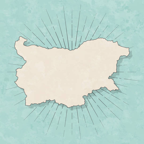 불가리아 지도 레트로 빈티지 스타일-오래 된 질감 종이 - beige sunbeam dirty design stock illustrations