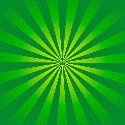 Green rays retro background with  halftones stylish
