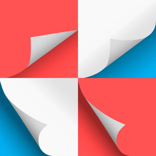 Pages curl set stylish illustration blue and red vector design Pages curl set stylish illustration blue and red vector design corner tip stock illustrations