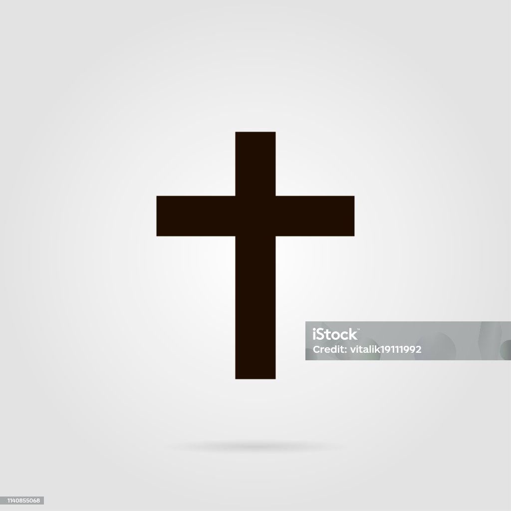 Cross christian symbol with shadow on grey colored Abstract stock vector