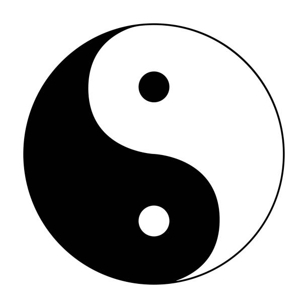 ilustrações de stock, clip art, desenhos animados e ícones de ying yang symbol of harmony and balance on white background - yingyang