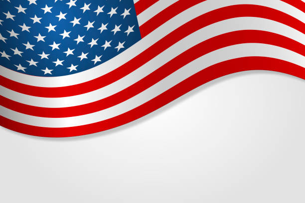 amerykańska flaga wektorowa ilustracja stylowy design - american flag waving stock illustrations