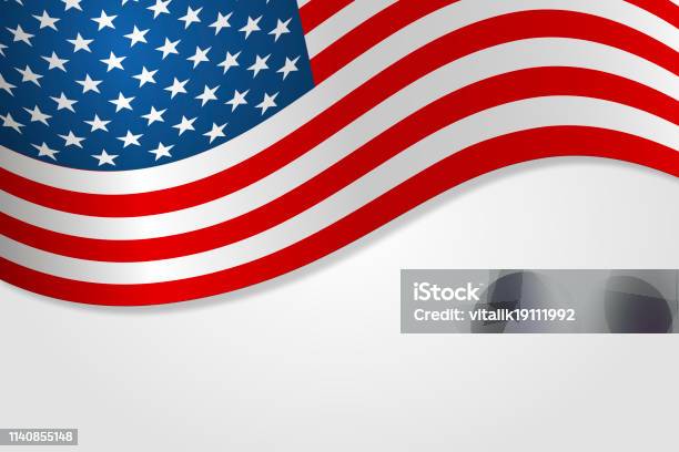 American Flag Vector Illustration Stylish Design Stock Illustration - Download Image Now - Waving - Gesture, American Flag, Flag