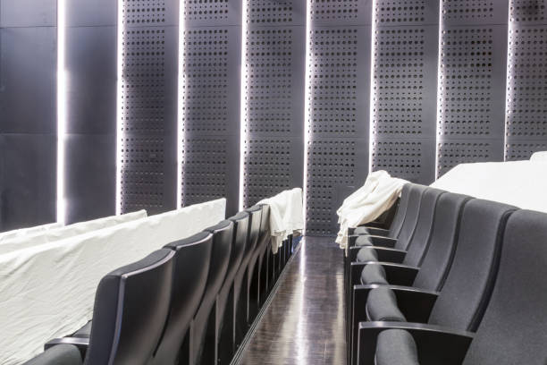 istock Empty Movie Theater Black Seats 1140861116
