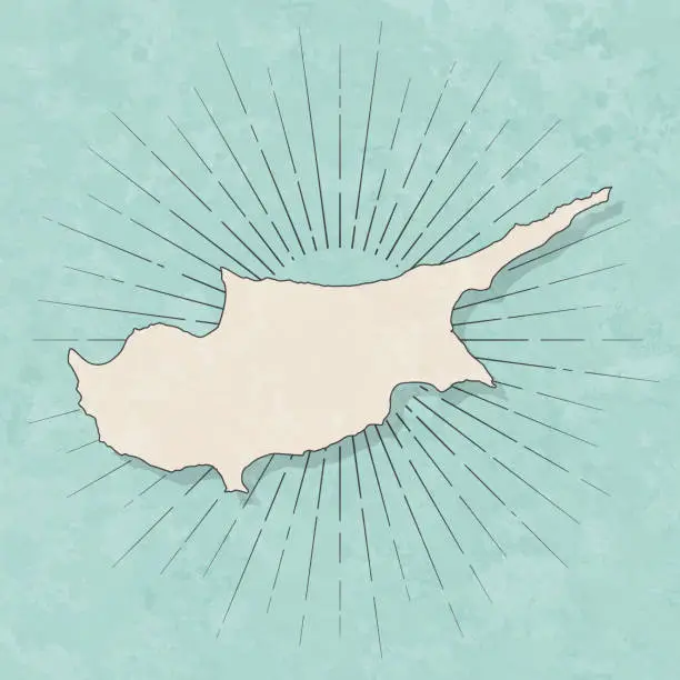 Vector illustration of Cyprus map in retro vintage style - Old textured paper