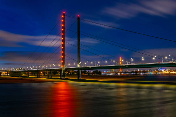 istock Sunset view of Rheinkniebrucke bridge in Dusseldorf, Germany 1140866921