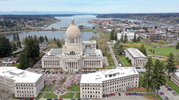 istock Spring Cherry Blossoms at the State Capital Building in Olympia Washington 1140869676