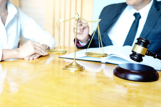 istock Lawyer or judge gavel with balance work with client 1140869753