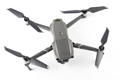 ISTANBUL, TURKEY - APRİL 03, 2019: DJI announced in August 2018, the Mavic 2 Pro drone (with Hasselblad camera), a quadcopter that can record 4k video and have a max. flight time of 31 min.