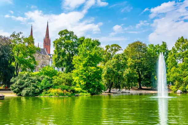 View of Kurpark in Weisbaden, Germany