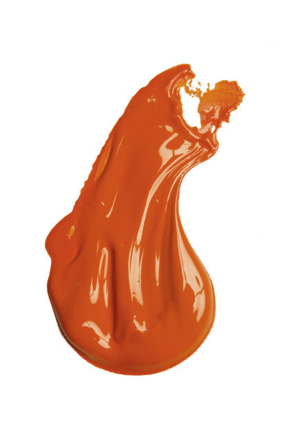 istock Orange paint stroke isolated on white background 1140875977
